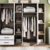 6 Door Wardrobe With Shelves And Drawers - Natural - Image 11