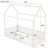 Wood House Bed With Fence And Door - White - Image 3