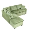Convertible Sofa Bed Sectional Sofa Sleeper L-Shaped Sofa With A Storage Ottoman, Two Pillows, Two Power Sockets And Two USB Ports For Living Room - Green - Image 19