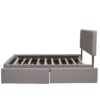 Queen Size Upholstered Platform Bed With 2 Drawers And 1 Twin Long Trundle - Light Gray - Image 11