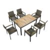 All Weather 7 Piece Patio Dining Table Set With Umbrella Hole - Brown / Gray - Image 23