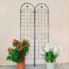 2 Pack Metal Garden Trellis For Climbing Plants Outdoor Rustproof Plant Support Rose Trellis Netting Trellis - Black - Image 2