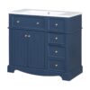 Bathroom Vanity With Resin Sink Combo, Frame Bathroom Storage Cabinet, Freestanding Vanity Set With 3 Drawers & Adjustable Shelf - Blue - Image 12