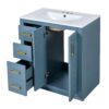 Bathroom Vanity With Ceramic Sink Combo, Frame Bathroom Storage Cabinet, Freestanding Vanity Set With 3 Drawers & Soft Closing Doors - Indigo - Image 12