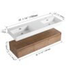 Contemporary Wall Mounted Bathroom Vanity With Dual Resin Sink And Soft Close Drawer - Imitative Oak - Image 6