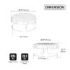 Upholstered Round Ottoman Coffee Table Foot Rest With Metal Legs And Wooden Open Storage Shelf - Charcoal - Image 3