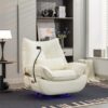 270 Swivel Glider Recliner Chair, Power Recliner Rocking Chair, USB Port Charge For Nursery Chair With Atmosphere Lamp For Living Room Bedroom Apartment - White - Image 16