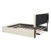 Queen Size Upholstered Platform Bed With Trundle And Drawers - Beige - Image 2
