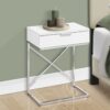 Accent Side Table, Storage Drawer, Contemporary And Modern - White - Image 3