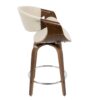 Curvini Mid-Century Modern Fixed Height Counter Stool With Swivel (Set of 2) - Walnut / Cream - Image 4