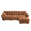 3 Seater Sofa Set With Ottoman And Pillows, Textured, High Resilience Cushions - Burnt Orange - Image 15