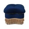 Ellen - Upholstered Clover Ottoman With Gold Bullion Fringe - Navy Blue - Image 3
