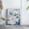 Large Rectangle Framed Wall Art Flower Canvas Print, Home Decor For Living Room Kitchen Foyer Office - Blue - Image 6
