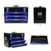 20'' Portable 3 Drawer Steel Toolbox, 4 Layers Of Tools With Metal Latches, With Top Storage Tray And Carrying Handle, Multi Function Tool Storage For Garage, Home, Or Workbench - Black / Blue - Image 6