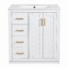 Bathroom Vanity With Ceramic Sink Combo, Frame Bathroom Storage Cabinet, Freestanding Vanity Set With 3 Drawers & Soft Closing Doors - White - Image 9