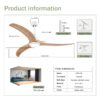Ceiling Fan, Solid Wood Blades Ceiling Fan With Light With Remote Control, Noiseless Reversible Motor, 6 Speed, 3 Color, For Patio Living Room, Bedroom, Indoor - Matte White - Image 12