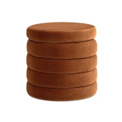 Fuji - Oversized Round Storage Ottoman - Burnt Orange