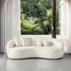 Drake - Japandi Style Curvy Sofa - Ivory White / White - Image 7