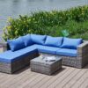 Luxurious Comfort Patio Sofa With Cushions - Blue / Gray - Image 10