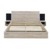 Queen Size Floating Platform Bed, With LED Lights, Bedside Nightstand - Natural - Image 3