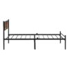 Modern Twin Long Size Metal Bedframe With Wood Panel Headboard - Black / Brown - Image 8