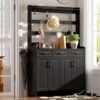 Minimalist 4 Door Shoe Cabinet With Coat Rack, Spacious Top, 3 Drawers, 8 Shelves, Metal Hooks And Handles For Hallway - Black - Image 8