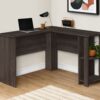Computer Desk, Home Office, Corner, Storage Shelves, L Shape, Laptop, Contemporary & Modern - Oak - Image 3