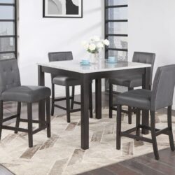 Leon - Bar Table And 4 Bar Stools - Espresso / White