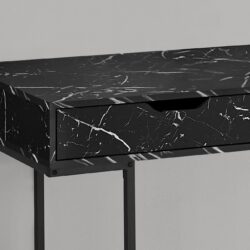 Computer Desk For Home Office, Laptop, Storage Drawers, Marble Look Contemporary & Modern - Black