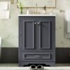 Bathroom Vanity With Ceramic Sink Combo, Modern Freestanding Storage Cabinet With Silver Handles, Soft Closing Doors - Blue Gray - Image 21