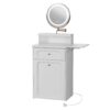 Makeup Vanity Desk With Round Mirror And Lights, 2 In 1 Nightstand, Dressing Table With A Chair - Antique White - Image 10
