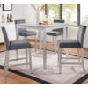 5 Pieces Counter Height Table Set, Wooden Kitchen Table Set With Square Table And 4 Upholstered Chairs - Silver Gray - Image 4