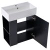 Modern Floating Bathroom Vanity With Ceramic Basin, Perfect For Small Bathrooms, Left Side Storage - Black - Image 12