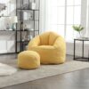 Bedding Bean Bag Sofa Chair High Pressure Foam Bean Bag Chair Adult Material With Padded Foam Padding Compressed Bean Bag With Footrest - Yellow - Image 4