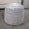 River - Handcrafted Water Resistant Cylindrical Pouf - White - Image 2