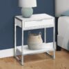 Accent Side Table, Storage Drawer, Glossy Modern - White - Image 4