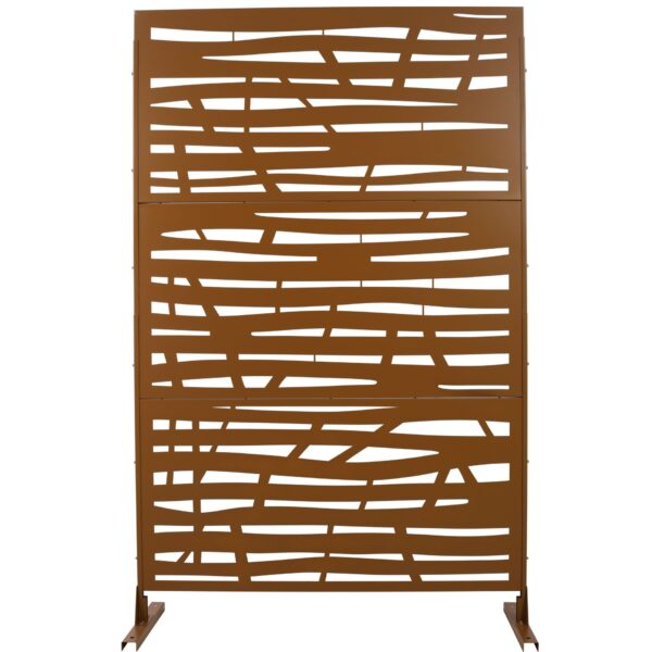 Outdoor & Indoor Metal Privacy Screen 76" H×48" W, Freestanding Decorative Screen For Deck Balcony Patio - Brown