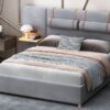 Queen Upholstered Platform Bed, 2 Outlets And USB Charging Ports On Both Sides, 2 Bedside Pillows, Storage Shelves - Gray - Image 14