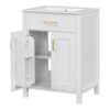 Bathroom Vanity Combo With Ceramic Sink, Luxurious Space-Saving Vanity, 2 Soft-Close Doors - Gold / White - Image 21