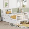 Twin Size Platform Bed With Guardrails On Both Sides And 2 Storage Drawers - White - Image 2