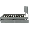 Queen Size Upholstered Platform Bed With 2 Drawers And 1 Trundle, Classic Strip Headboard Design - Gray - Image 2