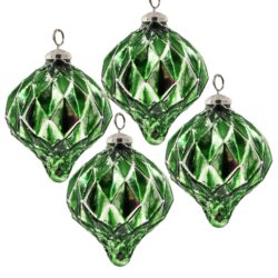 Christmas Ball Ornaments, Glass Decorative Hanging Ball Christmas Tree Ornaments For Holiday Decorations (Set of 4) - Green
