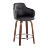 Boyne - Contemporary Fixed Height Counter Stool With Swivel With Round Footrest (Set of 2) - Walnut / Black - Image 2