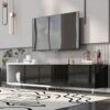Modern Stylish TV Stand TV Cabinet For 80" TV - White / Black - Image 4