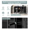 Retro TV Stand For TVs Up To 43", Entertainment Center Media Console Cabinet With 3 Spacious Cabinets, Glass Cabinet Doors And Anti-Tip Device For Living Room - Black - Image 7