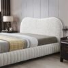 Norme - Queen Size Upholstered Low Profile Platform Bed - Cream - Image 3