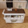 Modern Kitchen Island With Extendable Dining Table & Power Outlet - White - Image 18