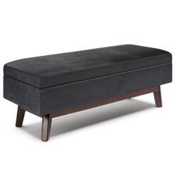 Owen - Rectangular Storage Ottoman - Distressed Black