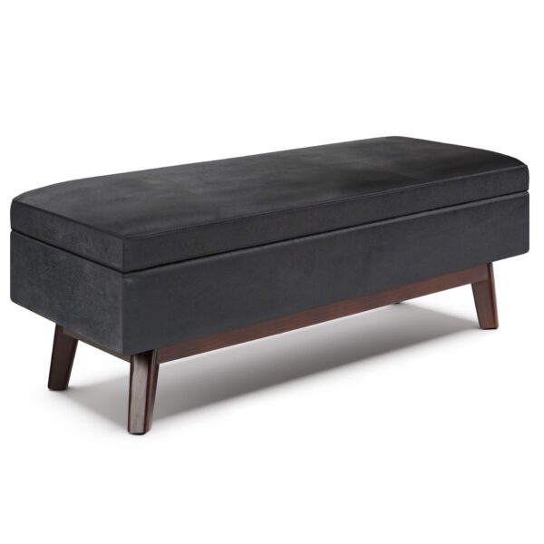 Owen - Rectangular Storage Ottoman - Distressed Black