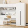 2 Door Storage Desk Wardrobe For Bedroom With Shelves And Drawers - White - Image 14